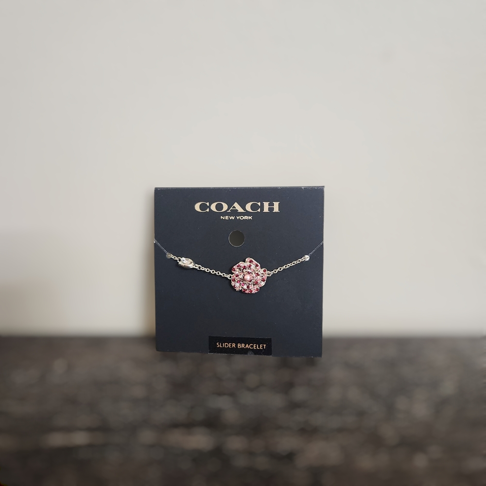 Coach Pink Flower Slider Bracelet